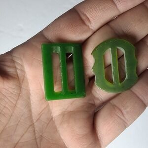 Vintage 60's/70's  Green Bakelite Belt Buckle Art Deco Mid Century Atomic Retro